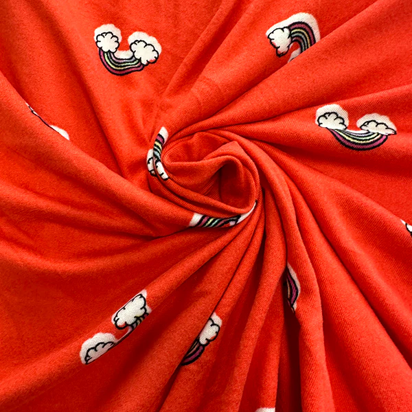 Red Rainbow Double Brushed Jersey Knit Fabric