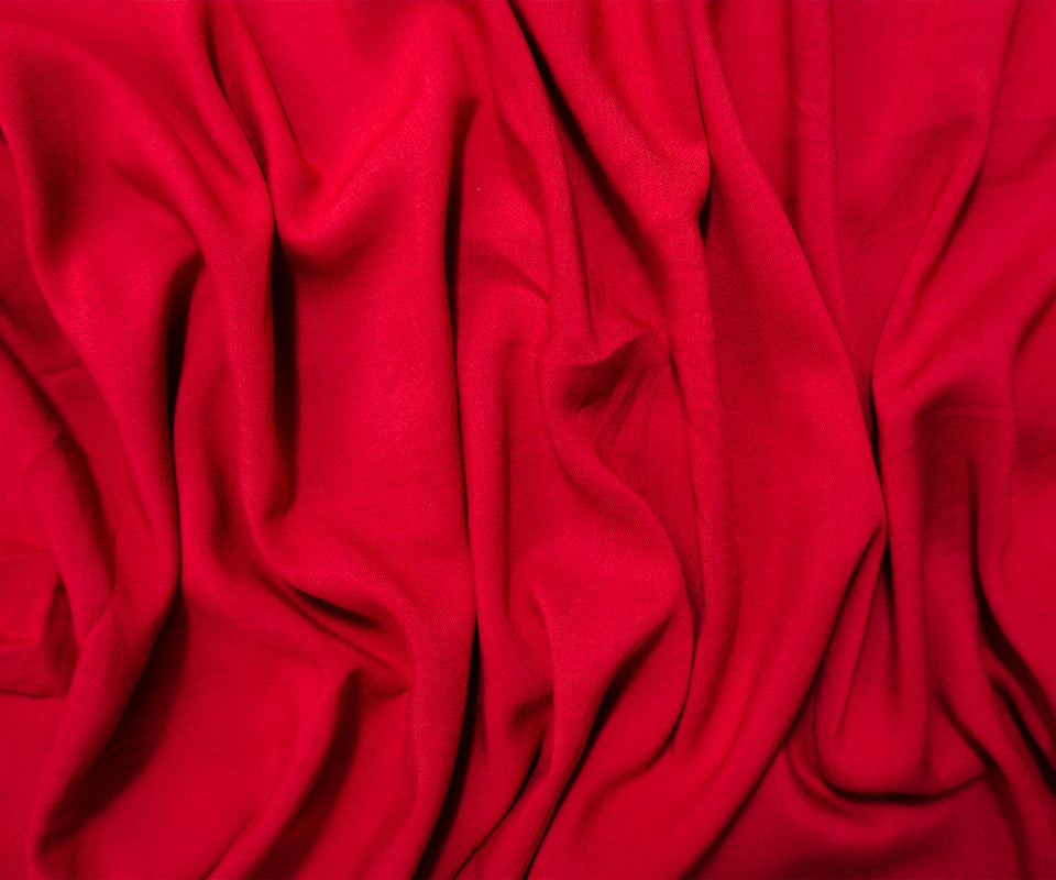 Red Rayon Solid Challis Woven Fabric - Image 3