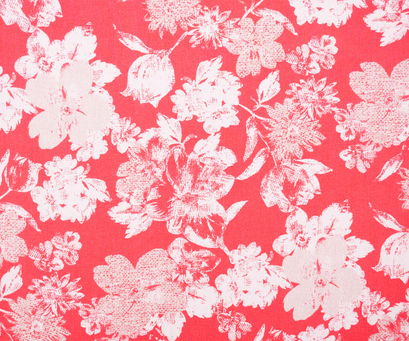 Red-White-Beige Rayon Floral Printed Challis Woven Fabric - Image 3
