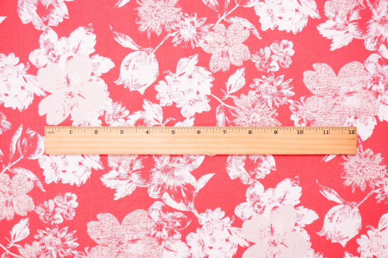 Red-White-Beige Rayon Floral Printed Challis Woven Fabric - Image 4