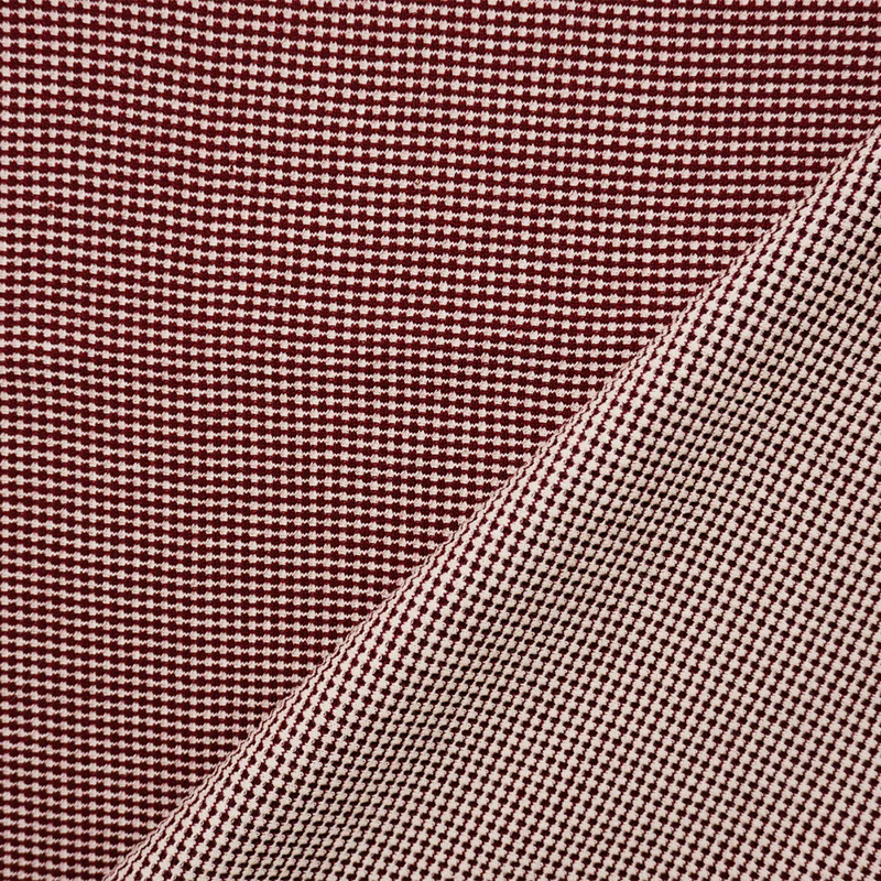 Red-White Poly Blend Stretch Texture Double Knit Fabric