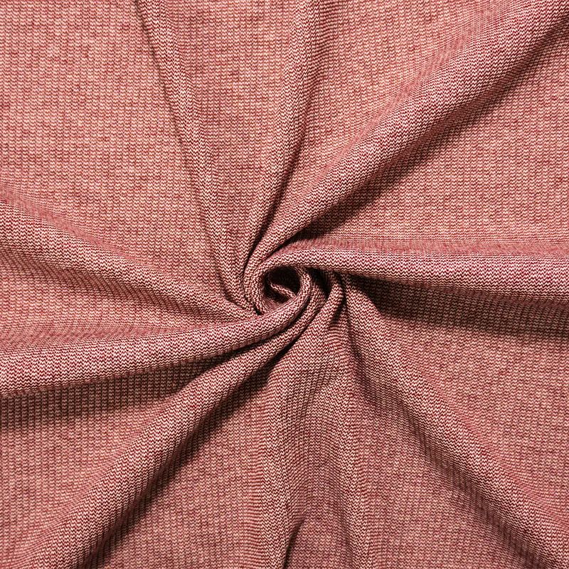 Red-White Poly Blend Stretch Texture Rib Knit Fabric