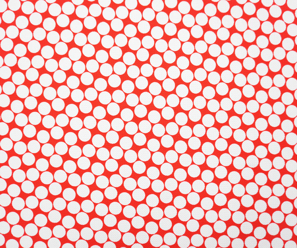 Red-White Poly Dot Print Liverpool Double Knit Fabric - Image 3