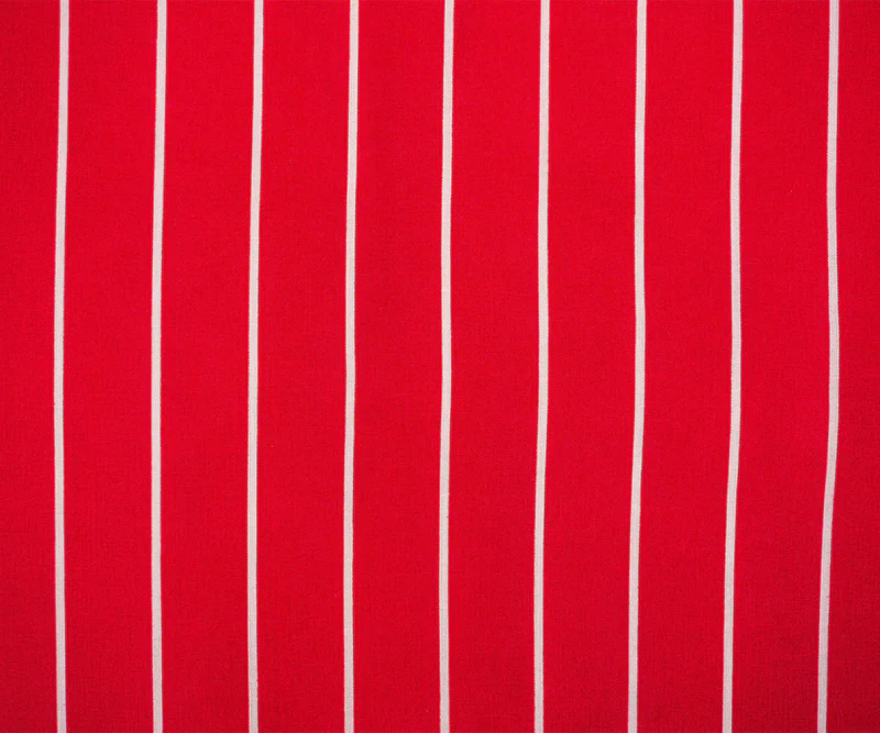 Red-White Rayon Stripe Printed Challis Woven Fabric - Image 3