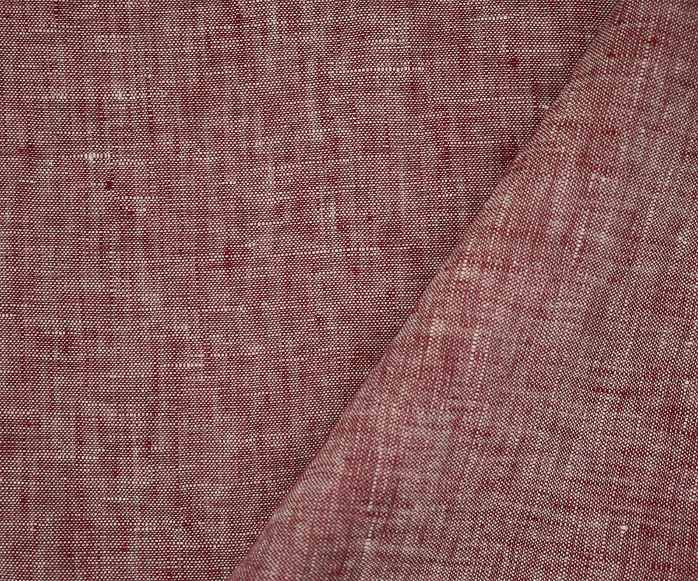 Red-White Spence Bryson Textured Washed Irish Linen Chambray Woven Fabric - Image 2