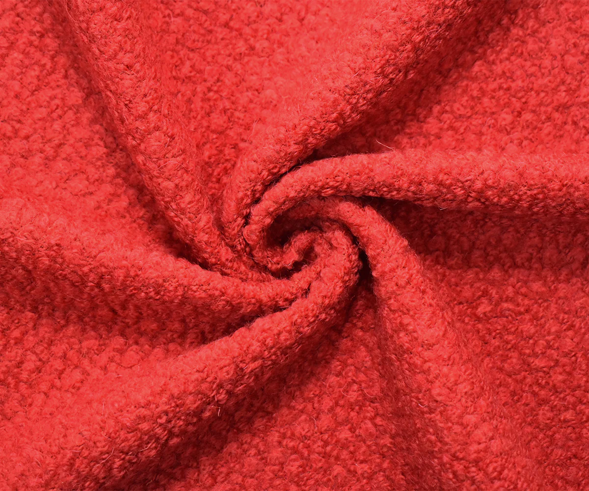 Red Wool-Poly Boucle Knit Fabric - Image 3