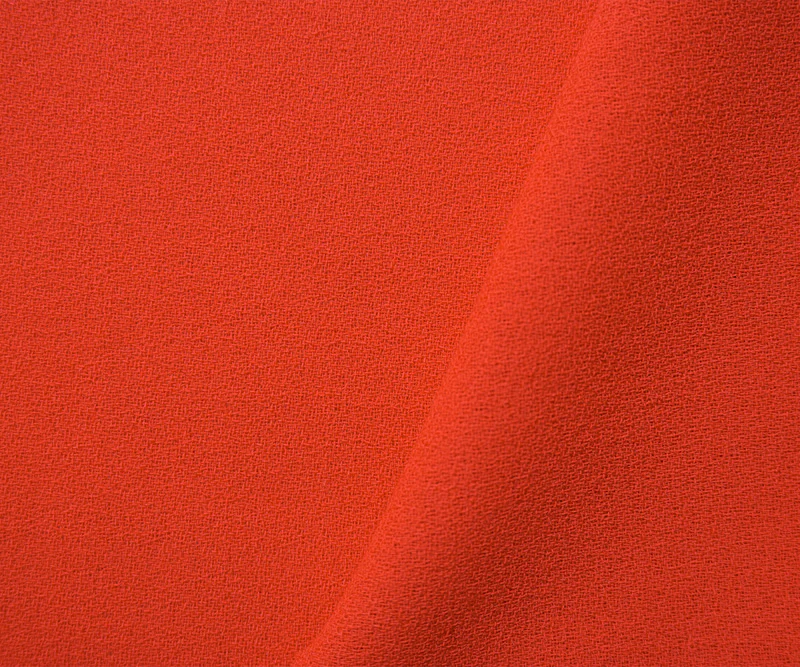 Red Wool-Poly Solid Momie Crepe Woven Suiting Fabric - Image 2