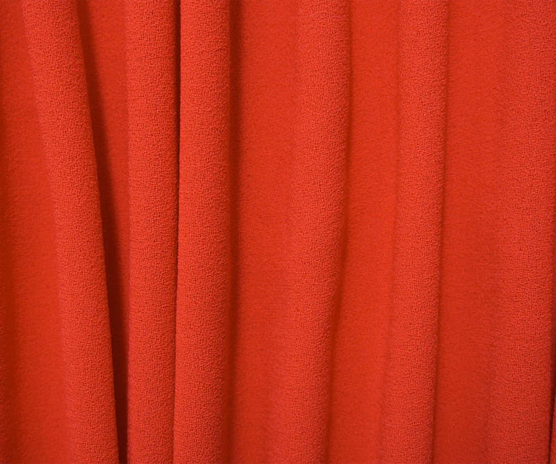 Red Wool-Poly Solid Momie Crepe Woven Suiting Fabric - Image 3