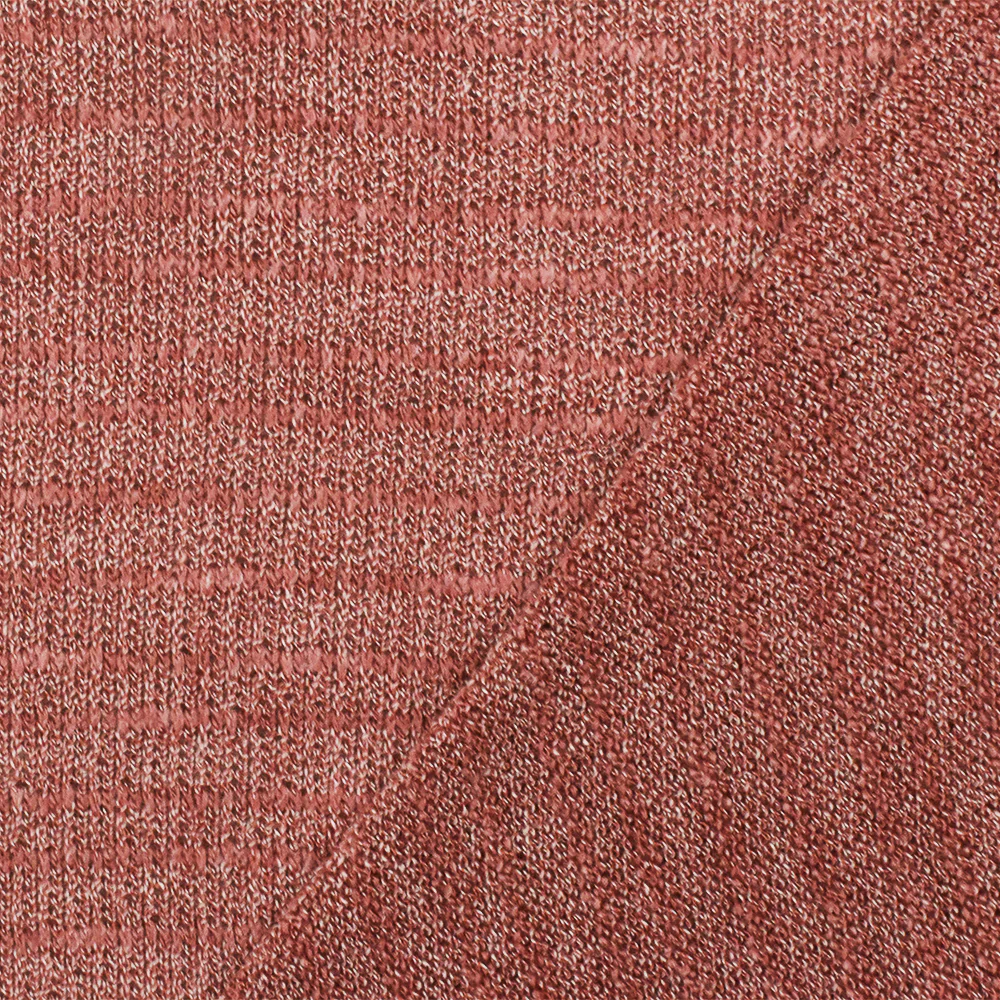 Rose Pink-White Slub Texture Stretch Poly Jersey Knit Fabric - Image 2