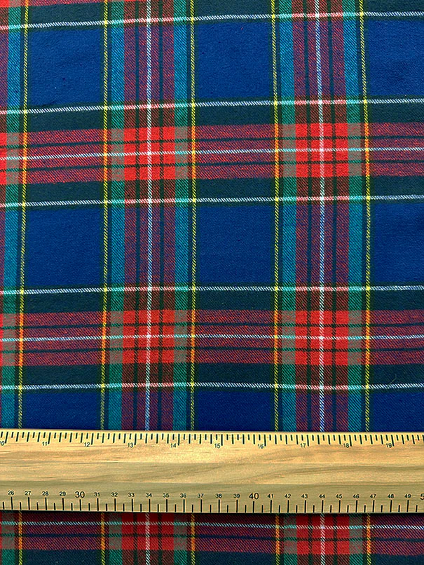 Royal Blue Multi Yarn Dyed Plaid Flannel Fabric - Image 2