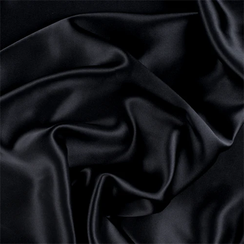 Runway Silks Black Silk Charmeuse Fabric - Reorderable