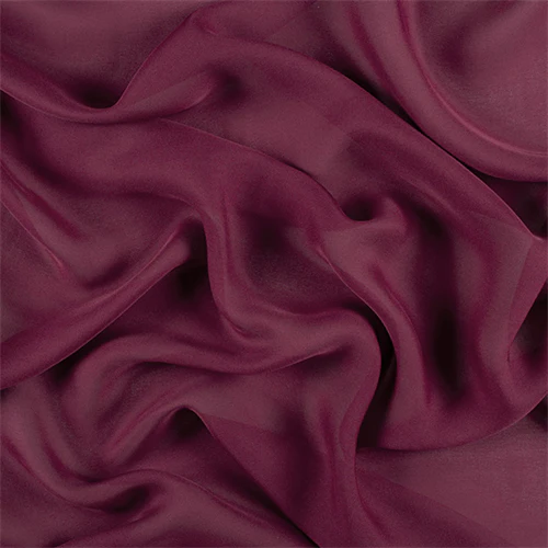 Runway Silks Burgundy Silk Double Georgette Fabric - Reorderable