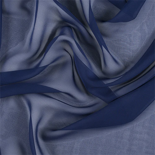 Runway Silks Dark Blue Silk Chiffon Fabric - Reorderable