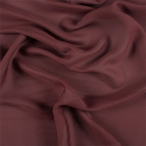 Runway Silks Dark Brick Red Silk Double Georgette Fabric - Reorderable