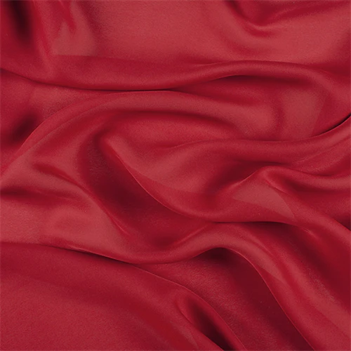 Runway Silks Dark Red Silk Double Georgette Fabric - Reorderable