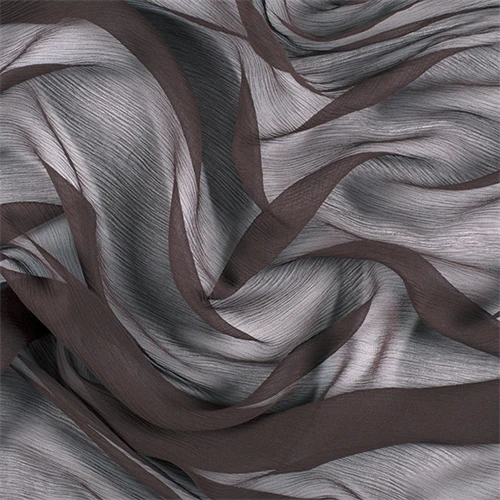 Runway Silks Espresso Crinkled Silk Chiffon Fabric - Reorderable