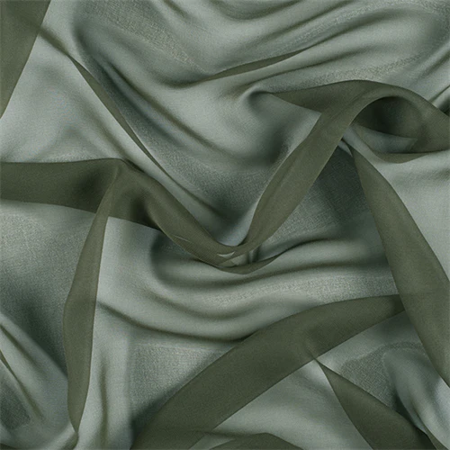 Runway Silks Olive Green Silk Chiffon Fabric - Reorderable