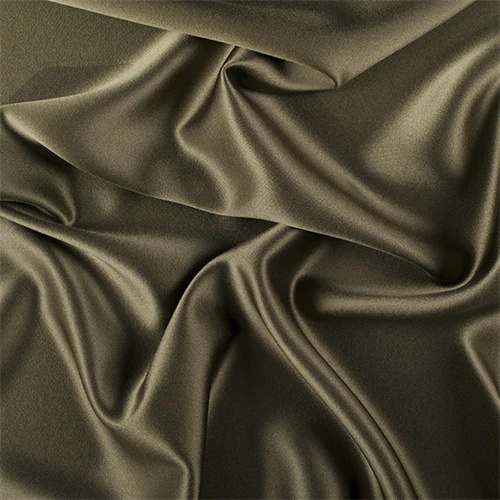 Runway Silks Olive Green Silk Crepe Back Satin Fabric - Reorderable