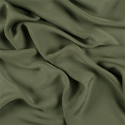Runway Silks Olive Green Silk Double Georgette Fabric - Reorderable