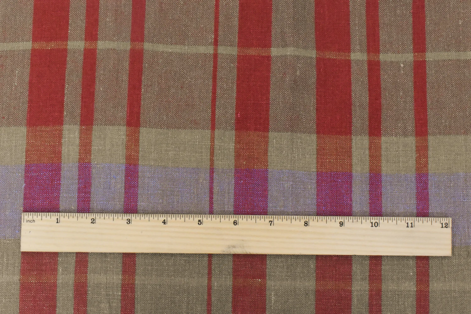 Rustic Red-Beige-Multi Cotton Woven Plaid Madras Fabric - Image 5