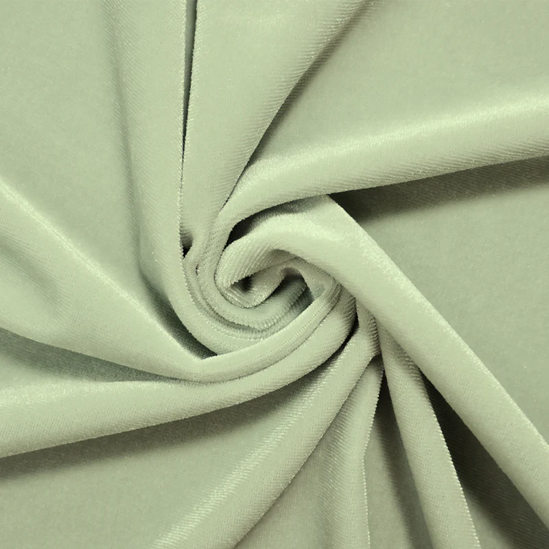 Sage Green Poly Spandex Stretch Velvet Knit Fabric