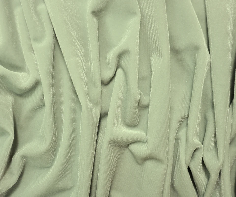 Sage Green Poly Spandex Stretch Velvet Knit Fabric - Image 3