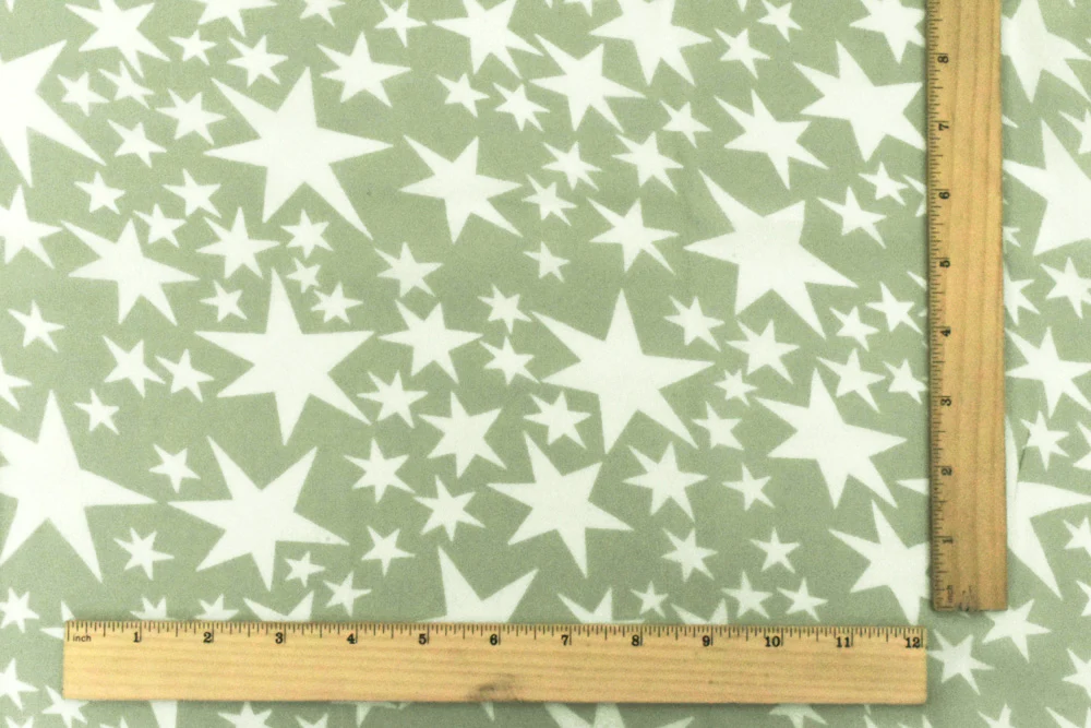 Sage Green-White Shooting Star Printed Rayon Georgette Woven Fabric - Image 5