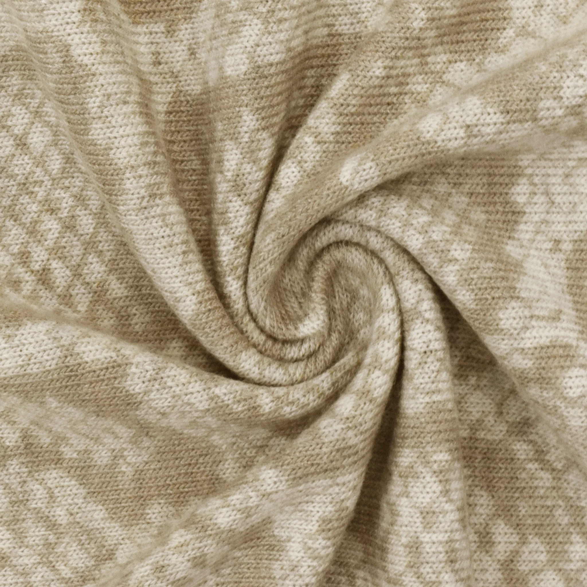Sand Beige Reptile Printed Stretch Jersey Knit Fabric - Image 3