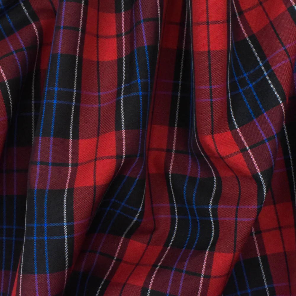Scholar Red-Black-Multi Plaid Poly Madras Woven Suiting Fabric - Image 3