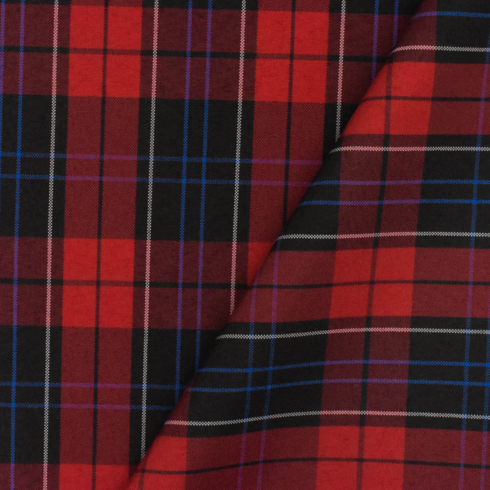 Scholar Red-Black-Multi Plaid Poly Madras Woven Suiting Fabric - Image 4