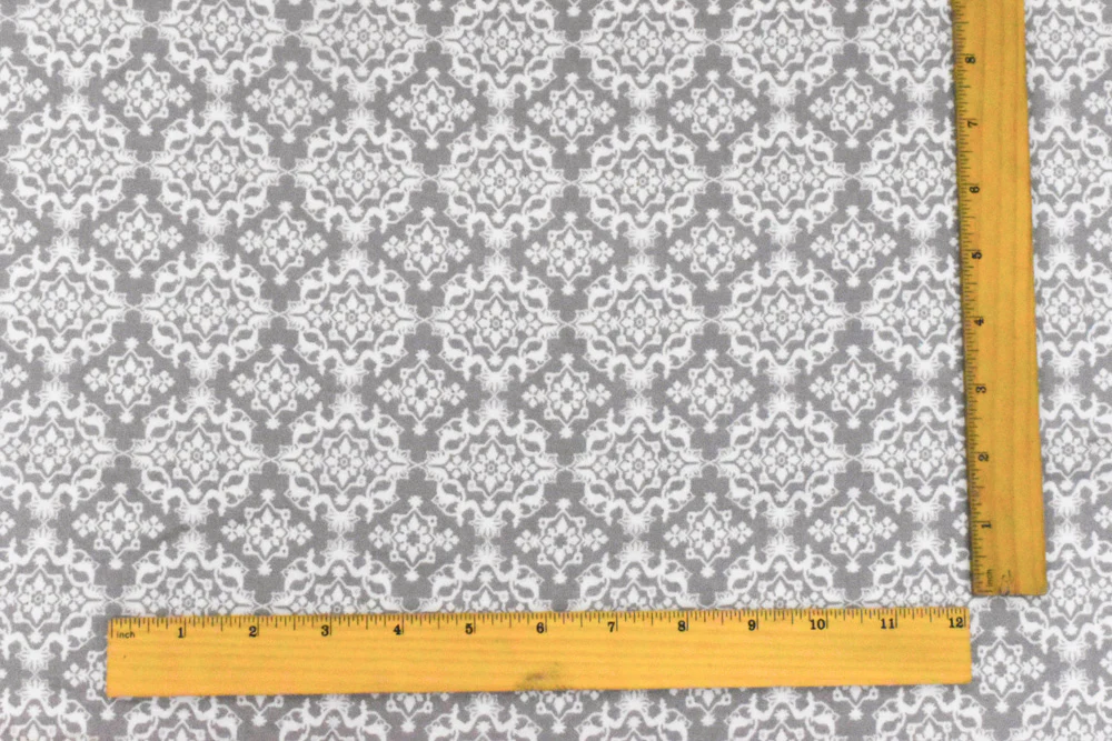 Silver Gray-Ivory Moroccan Printed Stretch Rayon Momie Woven Fabric - Image 5