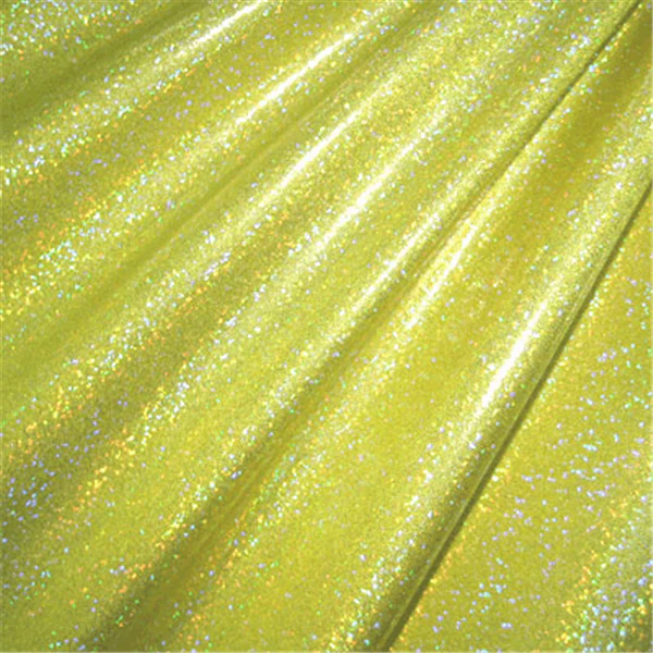 Silver/Yellow Hologram Mini Dot Bolt Fabric