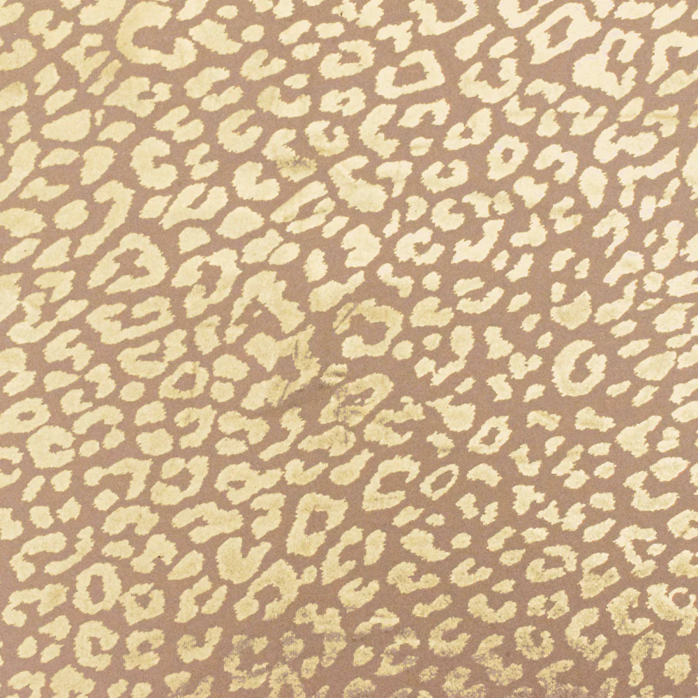 Simple Beige-Gold Leopard Printed Stretch Tricot Swimwear Knit Fabric