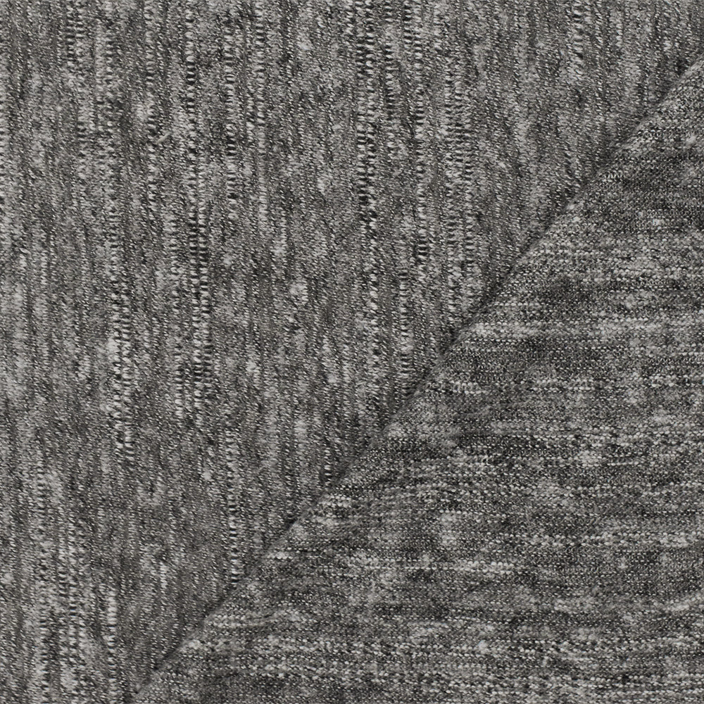 Simple Gray-Black-Gray Slub Stretch Jersey Knit Fabric - Image 2