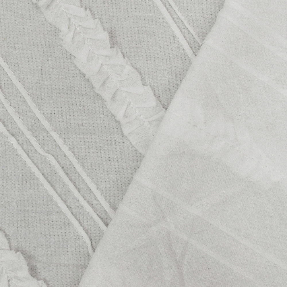 Slate White Diagonal Stripe Ruffle Cotton Woven Fabric - Image 3