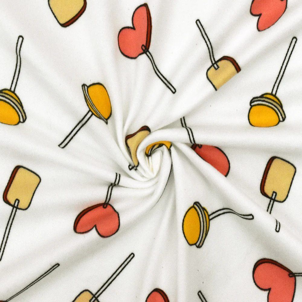 Snow White-Pink-Multi Lollipop Print Double Brushed Stretch Poly ITY Fabric - Image 2
