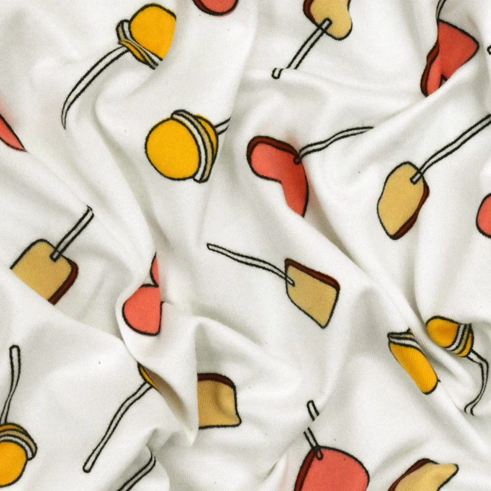 Snow White-Pink-Multi Lollipop Print Double Brushed Stretch Poly ITY Fabric - Image 3