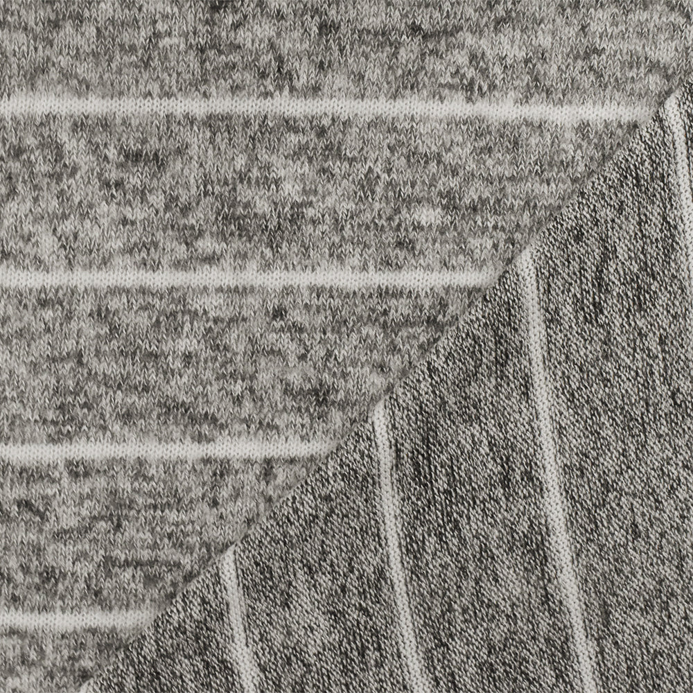 Soft White-Black-White Stripe Texture Stretch Brushed Jersey Knit Fabric - Image 3