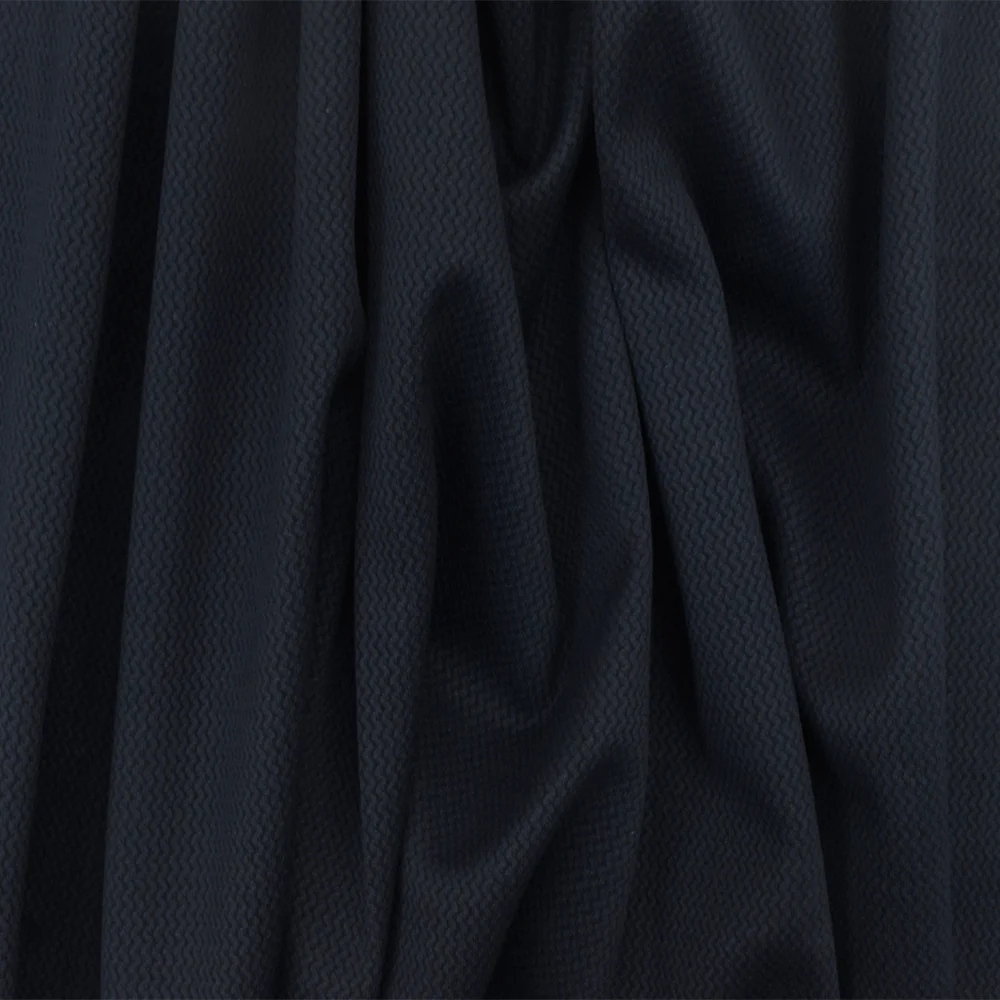 Stark Blue-Black Mini Wave  Stretch Jacquard Double Knit Fabric - Image 2