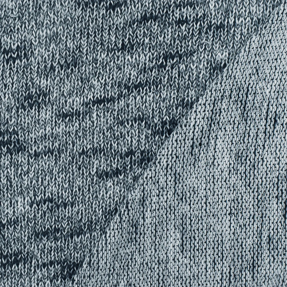 Steel Blue-White Slub-Like Texture Stretch Jersey Knit Fabric - Image 2