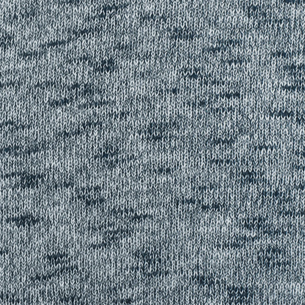 Steel Blue-White Slub-Like Texture Stretch Jersey Knit Fabric - Image 3
