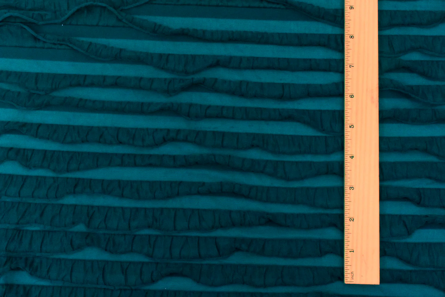 Steel Teal Solid Stretch Poly Ruffle Knit Fabric - Image 4