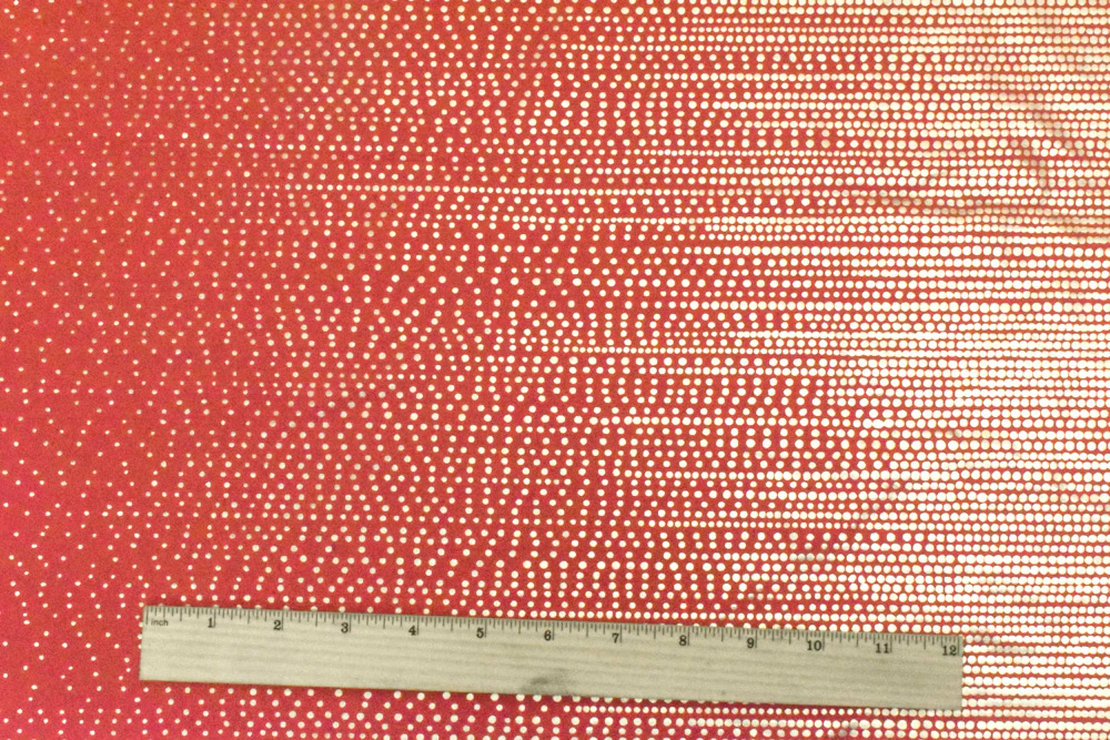 Sunset Red-Gold Dot Printed Stretch Tricot Swimwear Knit Fabric - Image 5