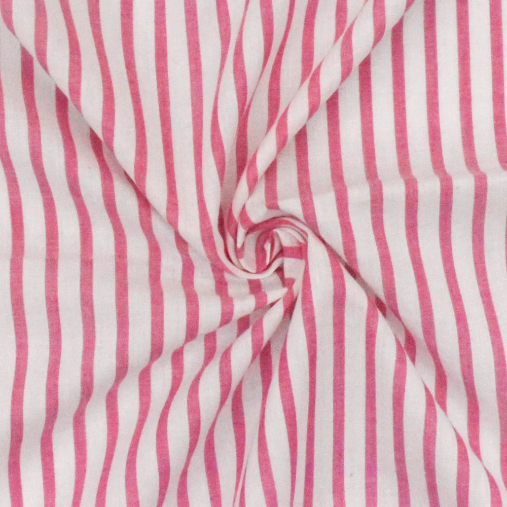 Sweet Pink-White Stripe Cotton Lawn Woven Fabric - Image 2