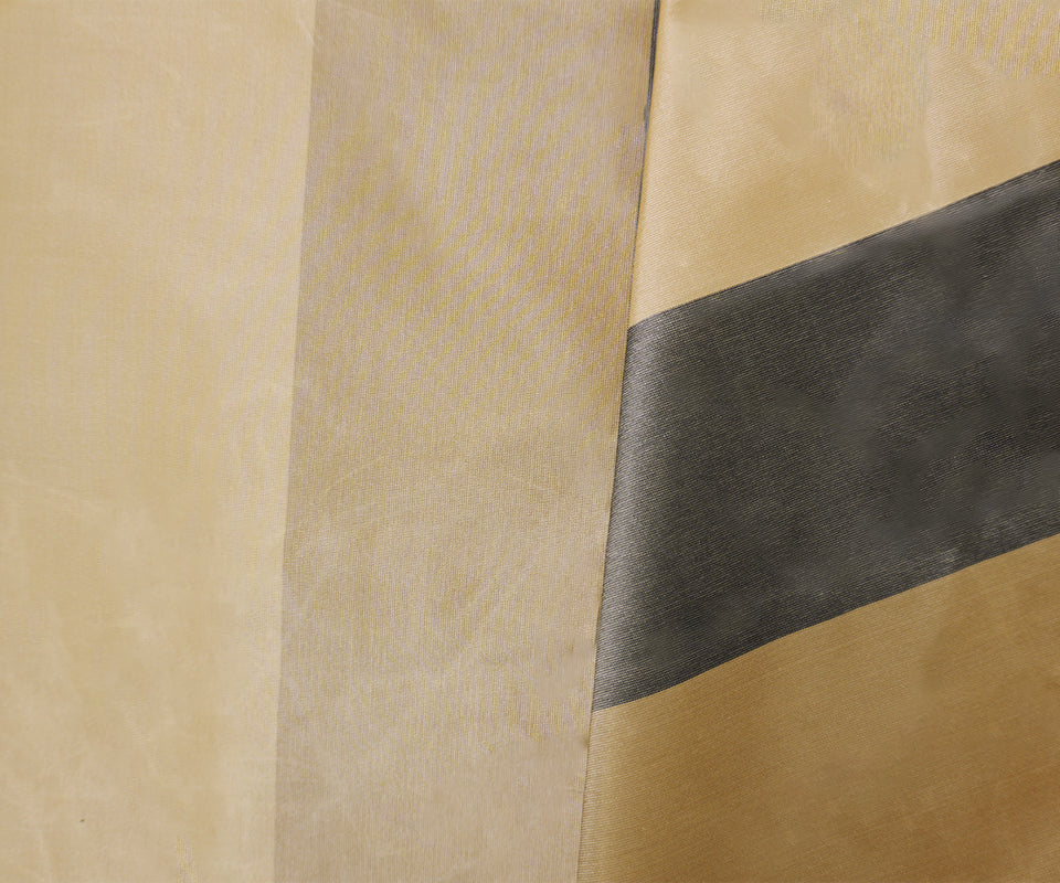 Tan Beige Silk Stripe Taffeta Woven Fabric - Image 2