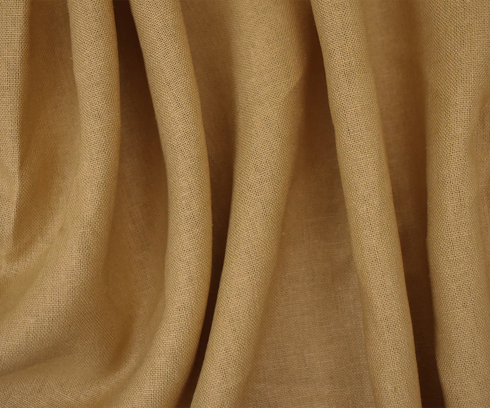 Tan Beige Solid Linen Woven Shirting Fabric - Image 2