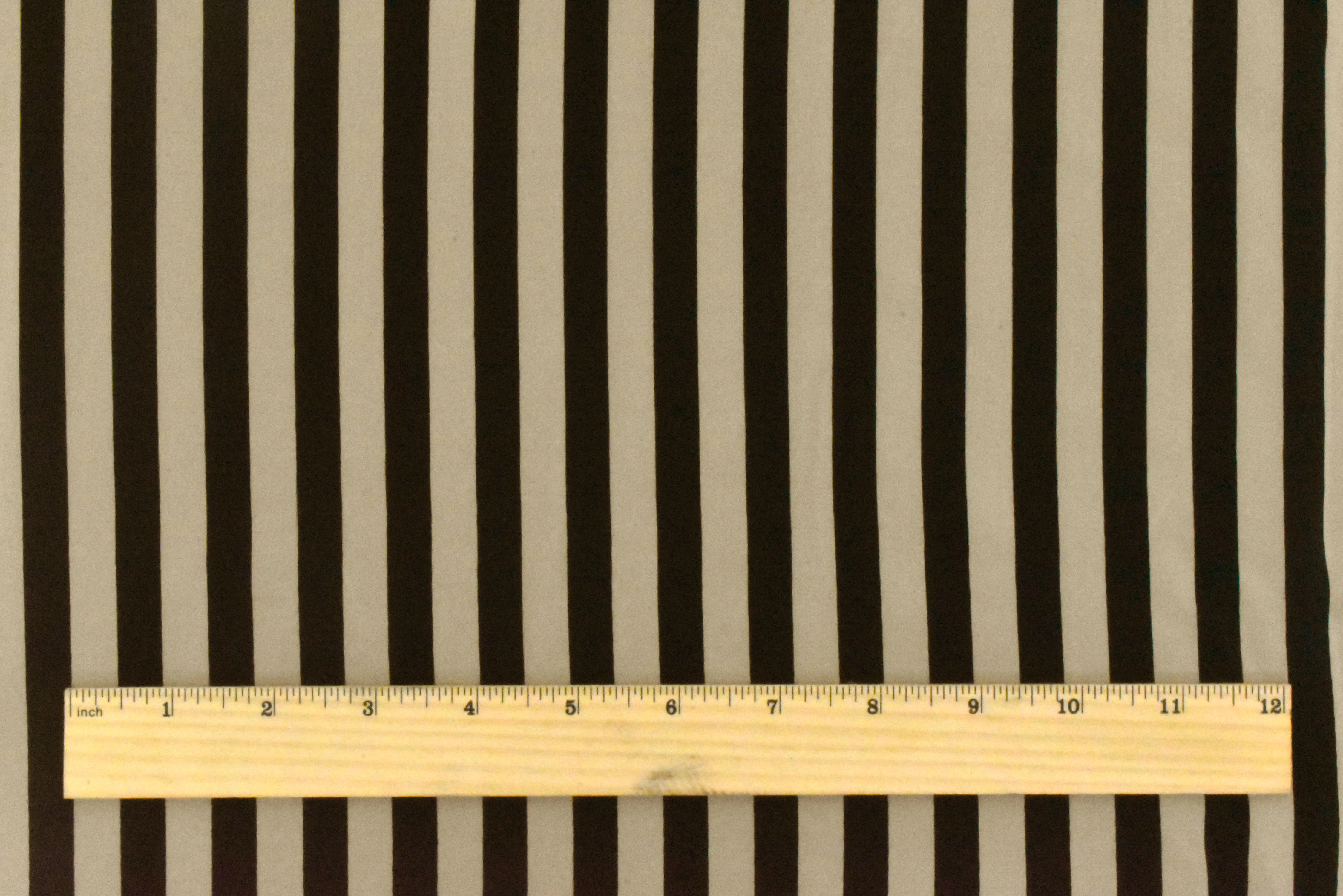 Taupe Beige-Black Stripe Printed Silk Crepe De Chine Woven Fabric - Image 4