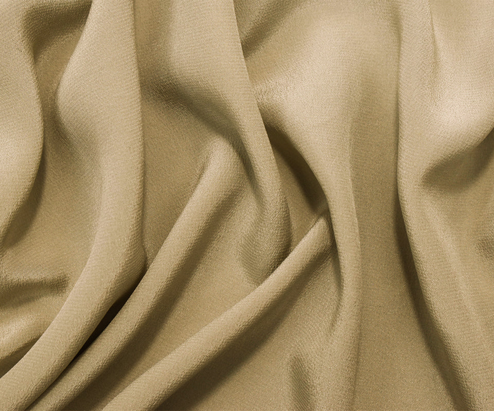 Taupe Beige Famous Designer Silk Crepe De Chine Woven Fabric - Image 3