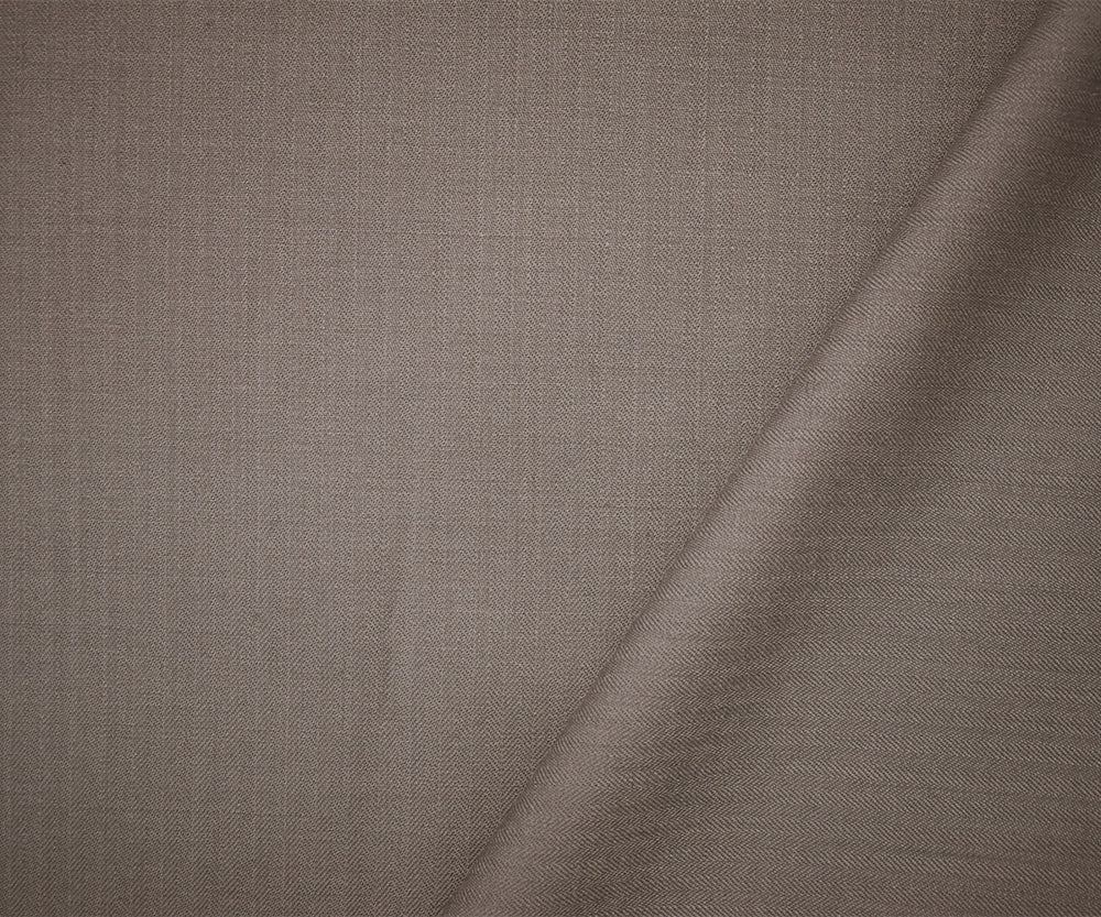 Taupe Brown Poly-Wool Japanese Herringbone Shirting Woven Fabric - Image 2