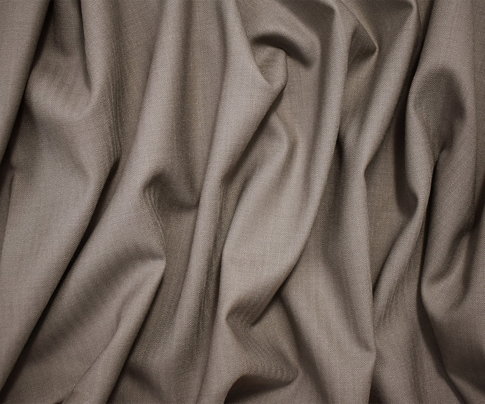 Taupe Brown Poly-Wool Japanese Herringbone Shirting Woven Fabric - Image 3